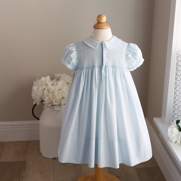 RARE Smocked Blue Dress Embroidery Vintage Feltman Brothers 2T - Picture 6 of 6